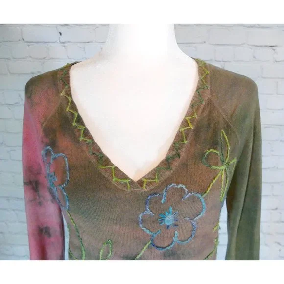 GOA Cashmere Tie Dye Flower Sweater